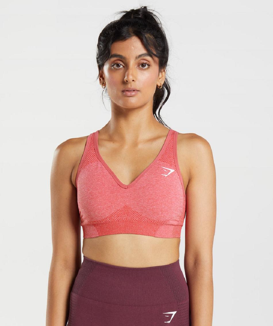 Sujetadores Deportivos Gymshark Vital Seamless 2.0 V Neck Mujer Rojas | CO 2149UZG